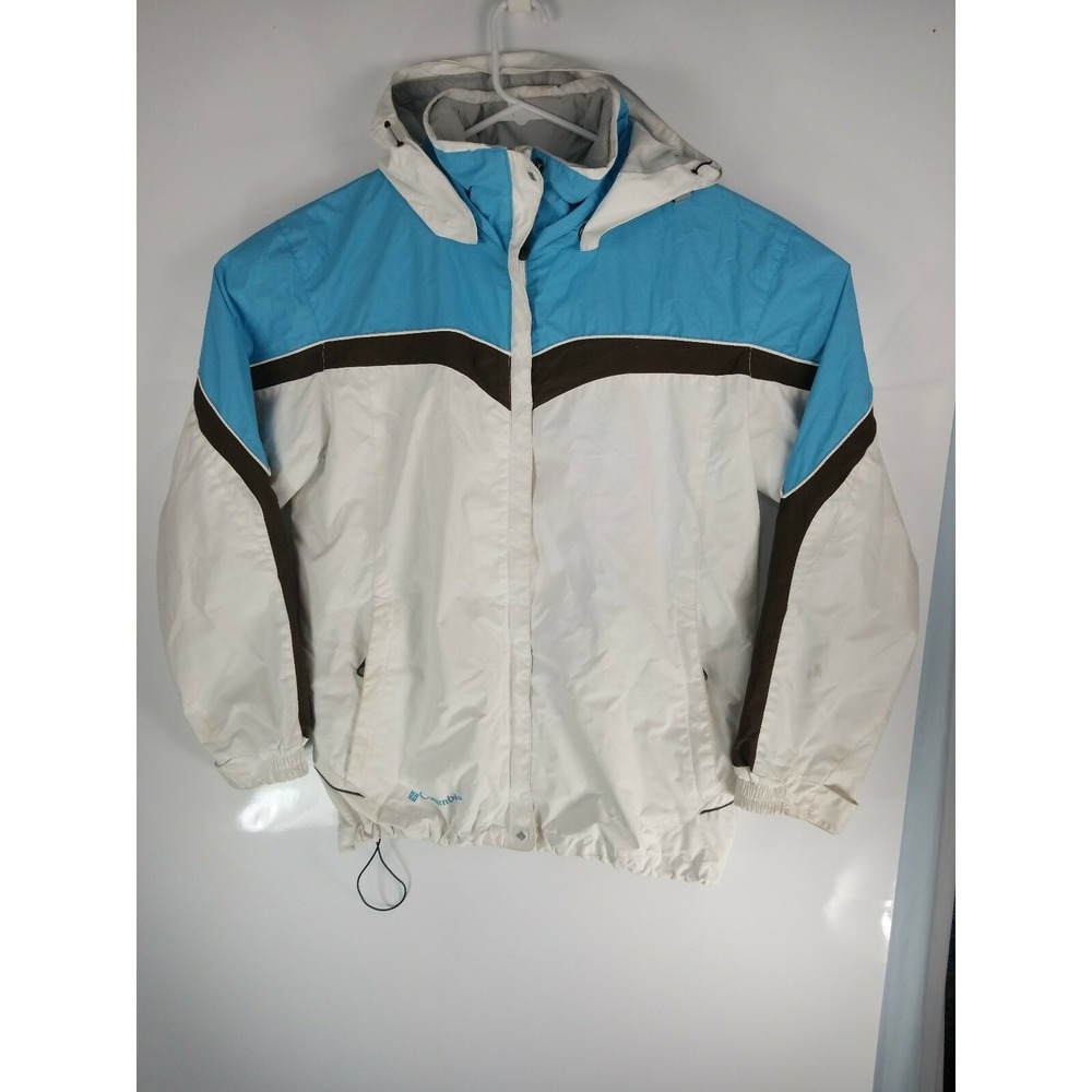 Womens Columbia Spring Jacket Raincoat Size  Large Outerwear  White With Stripes